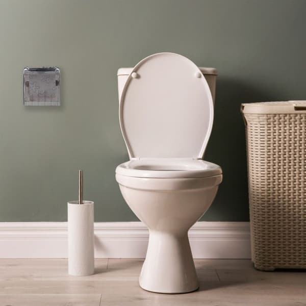 Relaxdays Toalettpapperhållare med förvaring och lock, stöd i plast HxLxP: 15 x 13,5 x 15 cm, grön-grå