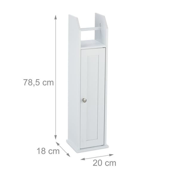 Relaxdays Vertikal toalettpappershållare, smal, för 5 reservrullar, MDF, HLP 78,5 x 20 x 18 cm, vit