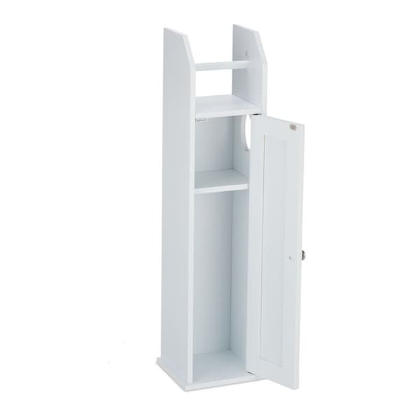 Relaxdays Vertikal toalettpappershållare, smal, för 5 reservrullar, MDF, HLP 78,5 x 20 x 18 cm, vit