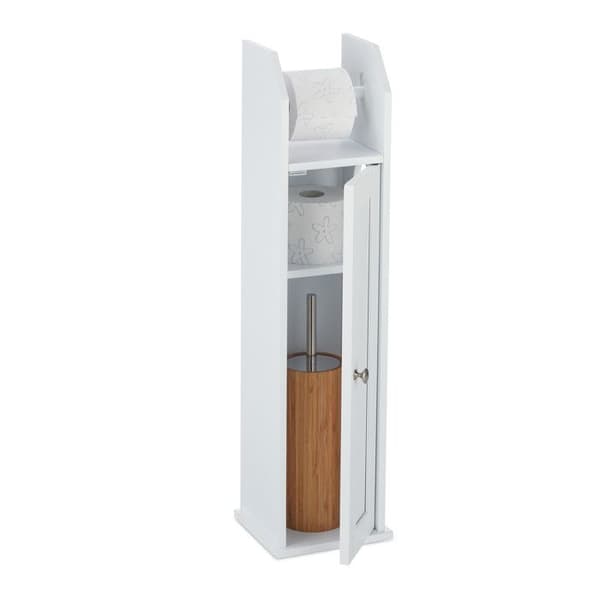 Relaxdays Vertikal toalettpappershållare, smal, för 5 reservrullar, MDF, HLP 78,5 x 20 x 18 cm, vit