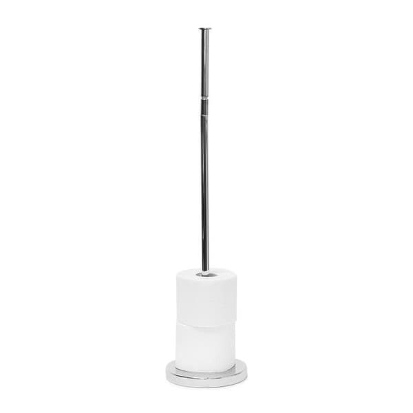 Relaxdays stående toalettpappershållare Reserv toalettpappersdispenser HxBxD: 69 x 16,5 x 16,5 cm Kromstål, Silver