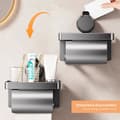 Miniatyrbillede 5 af 9: OBOSOE toiletrulleholder med hylde – vægmonteret aluminiumsrulledispenser, nem installation uden boremaskine