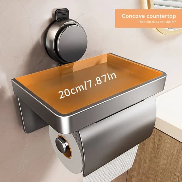 OBOSOE toiletrulleholder med hylde – vægmonteret aluminiumsrulledispenser, nem installation uden boremaskine