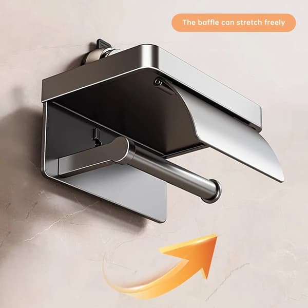 OBOSOE toiletrulleholder med hylde – vægmonteret aluminiumsrulledispenser, nem installation uden boremaskine