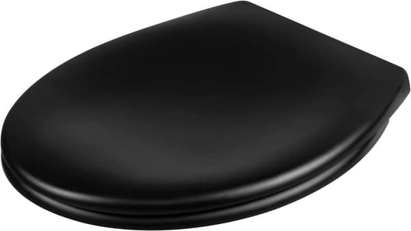 Rootz O-muotoinen wc-istuin - Heavy Duty wc-kansi - Duroplast - Matta musta/valkoinen - Pehmeä sulkeminen - Pikalukitus - 44,7 cm x 5,5 cm x 37,1 cm