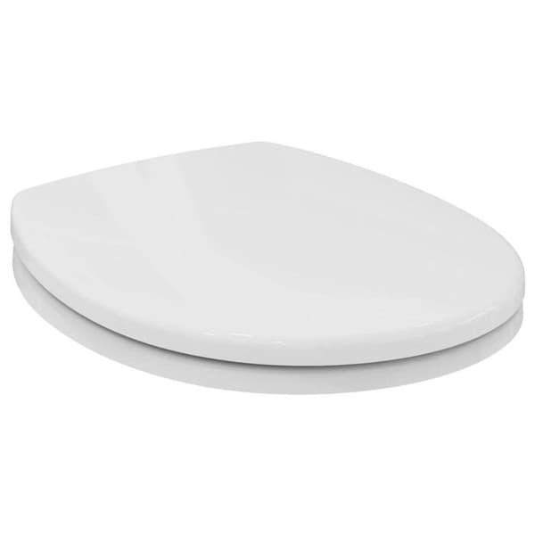 Idealisk standard toalettskål - S407701 - klosettsitz CONTOUR 21 s 4077 med lockgångjärn i vitt rostfritt stål