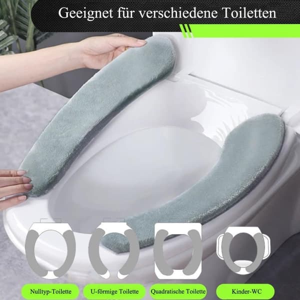 Toiletsædebetræk 2-pak, bløde og vaskbare flokmaterialer, varme og behagelige toiletsædebetræk