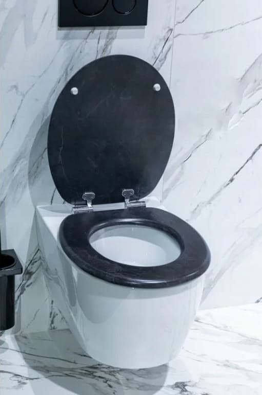WC-istuimen pehmeästi sulkeutuva istuin, yleismalli, marmori, musta