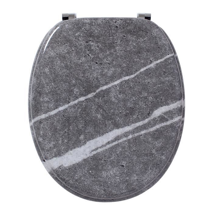 WIRQUIN Toalettstol Trendy Line Marble Effect - Komprimerat trä - Rostfritt stål gångjärn