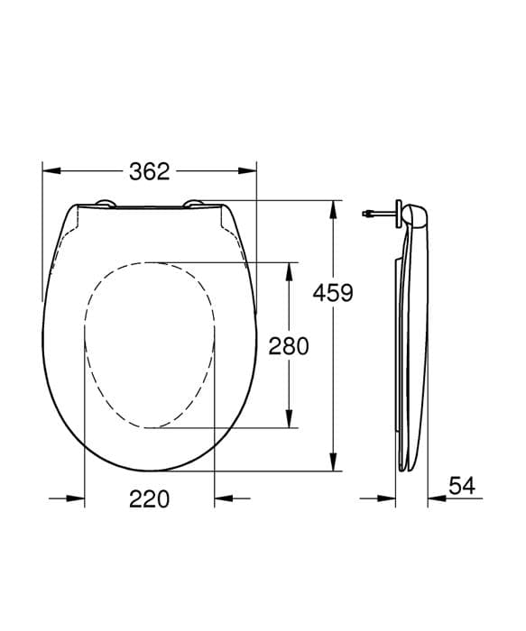Toalettsits - GROHE - Bau Ceramic - Duroplast - Oklippbar - Snabbfäste