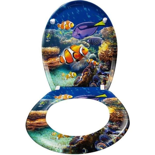 XMTECH Toalettsits, Soft Close Toalettsits, Toalettskål Bezel O-formad Urea-Board Aquarium Toalett