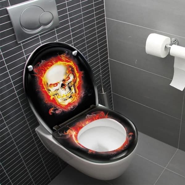 LZQ Soft Close Toalettsits - Stort urval - Finish av hög kvalitet - Lätt att fästa (Skull)