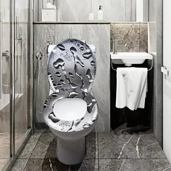 XMTECH Toalettstol med sänkningssystem standard WC badrum sits lock toalett - Vattendroppar