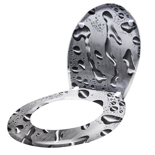 XMTECH Toalettstol med sänkningssystem standard WC badrum sits lock toalett - Vattendroppar