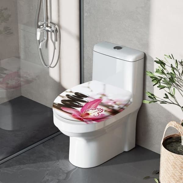 Toalettsits - XMTECH - Röd blomsterkonst - Universal - Urea harts - Soft close