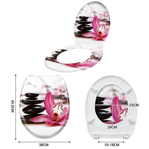 Toalettsits - XMTECH - Röd blomsterkonst - Universal - Urea harts - Soft close