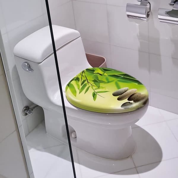LARS360 Toalettsits, Toalettsits, Oval Toalettsits med mjuk och automatisk stängning (bambu och