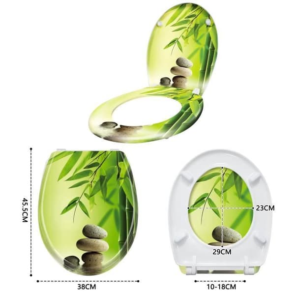 LARS360 Toalettsits, Toalettsits, Oval Toalettsits med mjuk och automatisk stängning (bambu och