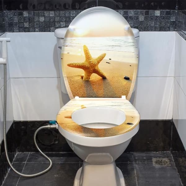Abattant WC LARS360 - Oval toalettlock med mjuk och automatisk stängning - Sjöstjärna