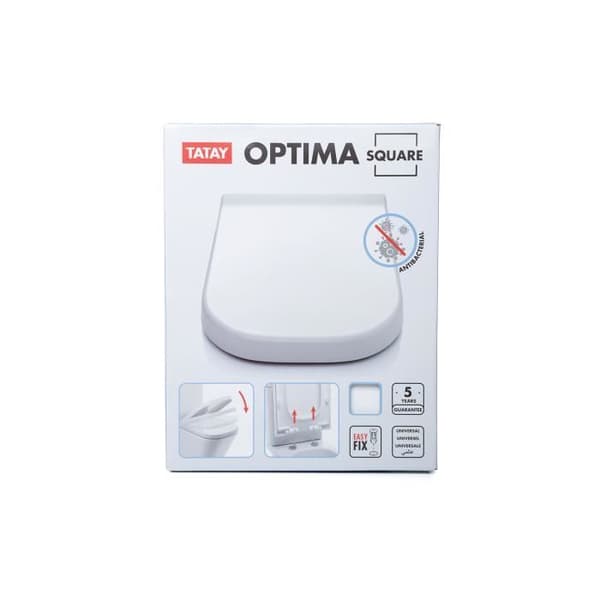 Toalettsits - Óptima - Fyrkantig - 35x5x47 cm - Vit - Universal - Softclose