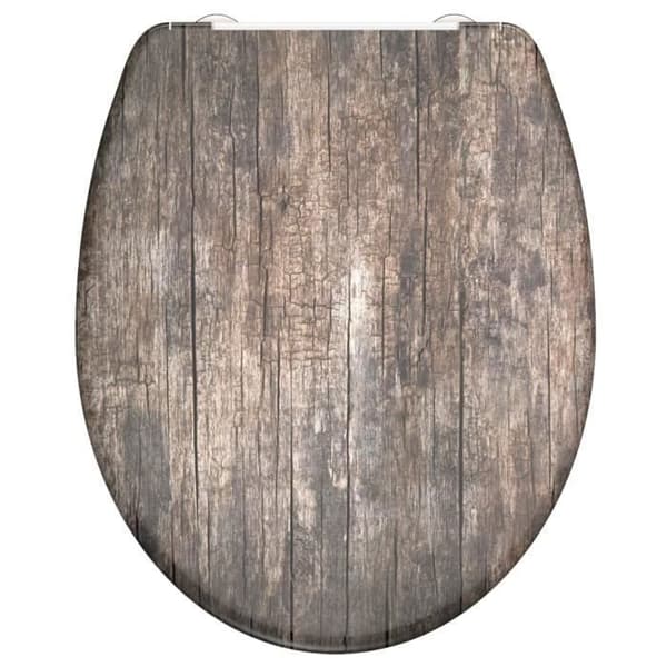 SCHÜTTE Toalettsits med mjuk stängning OLD WOOD tryckt 435103
