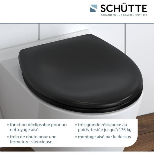Schütte 82410 - WC-lock med duroplast och automatisk nedfällningsfunktion samt avtagbar funktion.