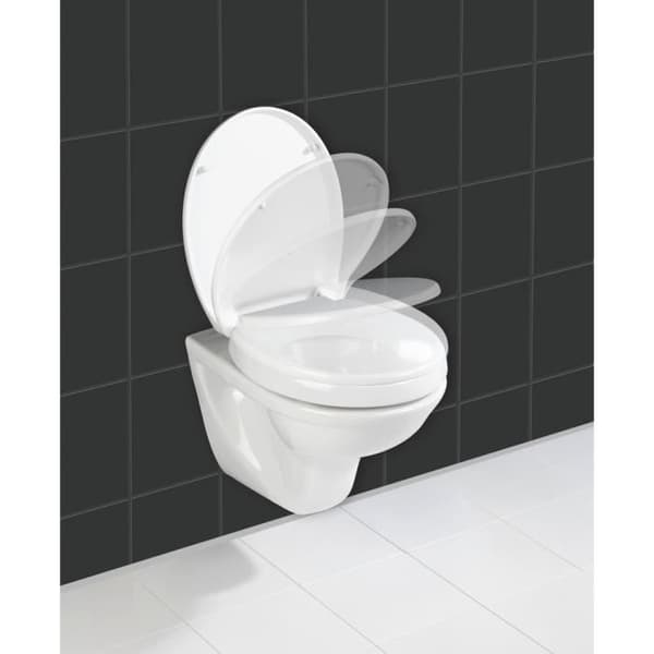 WENKO Secura Comfort toalettstol, med vuxentoalettsits 5 cm, toalettstol med fallskydd, duroplast, 37x43,5 cm, vit