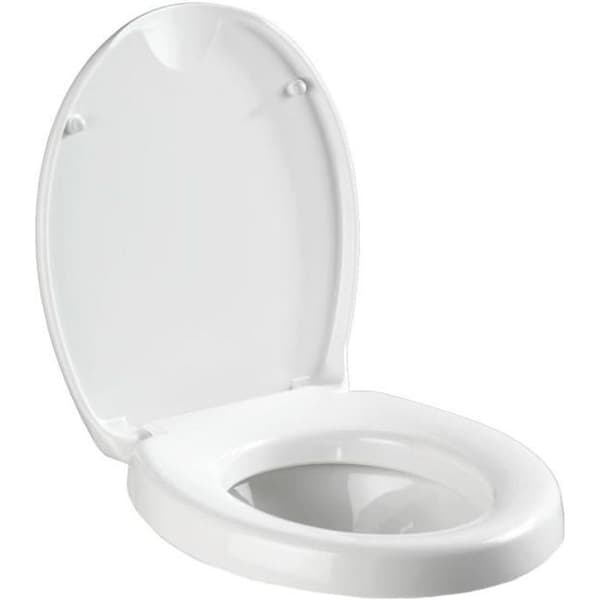 WENKO Secura Comfort toalettstol, med vuxentoalettsits 5 cm, toalettstol med fallskydd, duroplast, 37x43,5 cm, vit