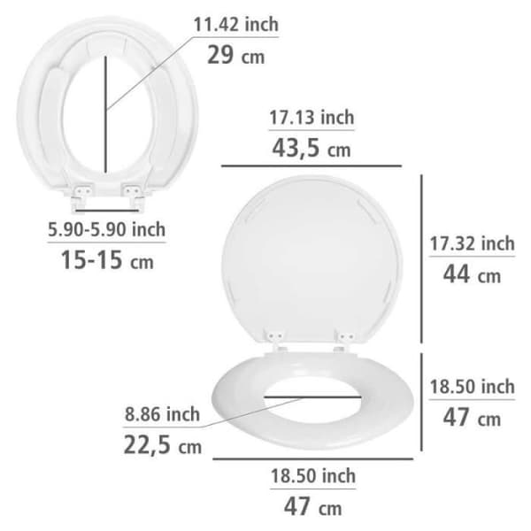 Toalettlock - WENKO - Torino - Duroplast - Vit - XXL - Optimal komfort