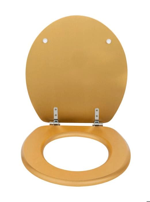 Toalettsits - WENKO - ALDENO - Fuktbeständig MDF - Rostfria gångjärn - Guld 37x41 cm