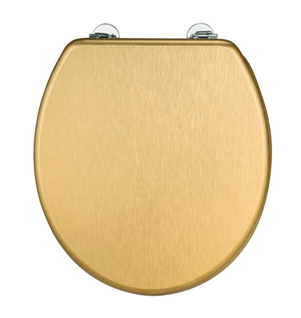 Toalettsits - WENKO - ALDENO - Fuktbeständig MDF - Rostfria gångjärn - Guld 37x41 cm