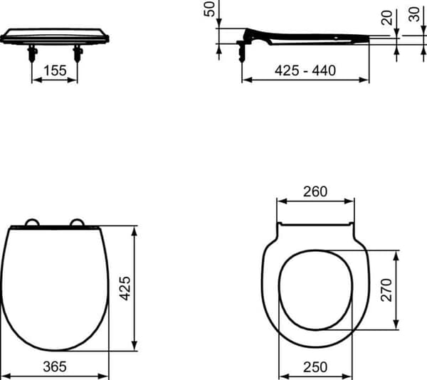Toalettlock - toalettförhöjare Ideal standard - E3354HY