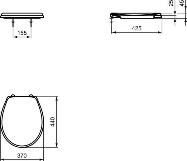 Toalettsits - Ideal Standard - ASTOR - Duroplast - Rostfria gångjärn - Vit