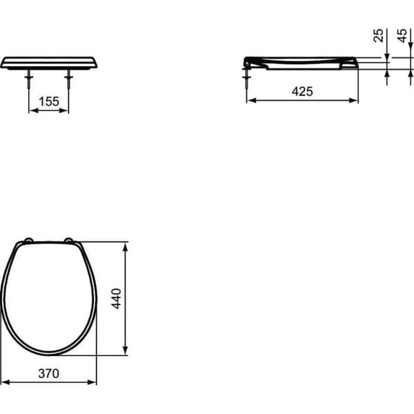 Toalettsits - Ideal Standard - ASTOR - Duroplast - Rostfria gångjärn - Vit