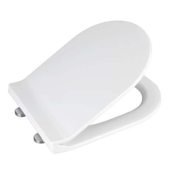 WENKO Toalettsits med toalettsits Premium Habos, clip-on toalettsits med fäste i rostfritt stål, termoplast, 36x46 cm, vit