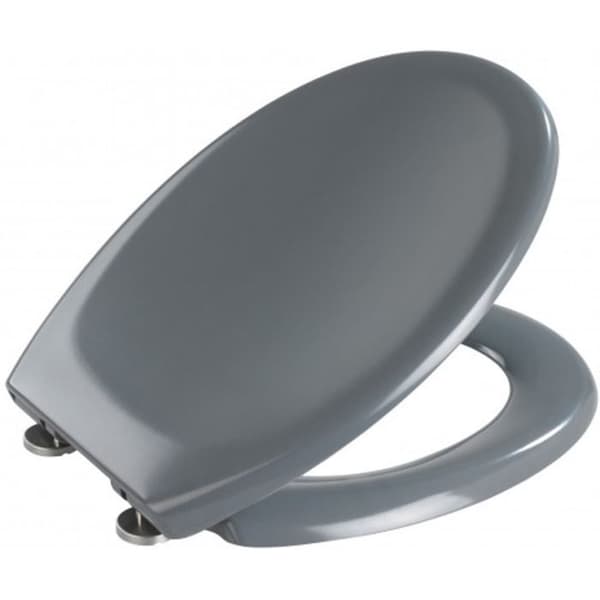 WENKO Toalettsits med fallskydd Premium Ottana Mörkgrå, clip-on toalettsits med fäste i rostfritt stål, Duroplast
