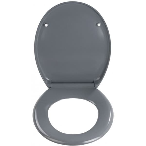 WENKO Toalettsits med fallskydd Premium Ottana Mörkgrå, clip-on toalettsits med fäste i rostfritt stål, Duroplast