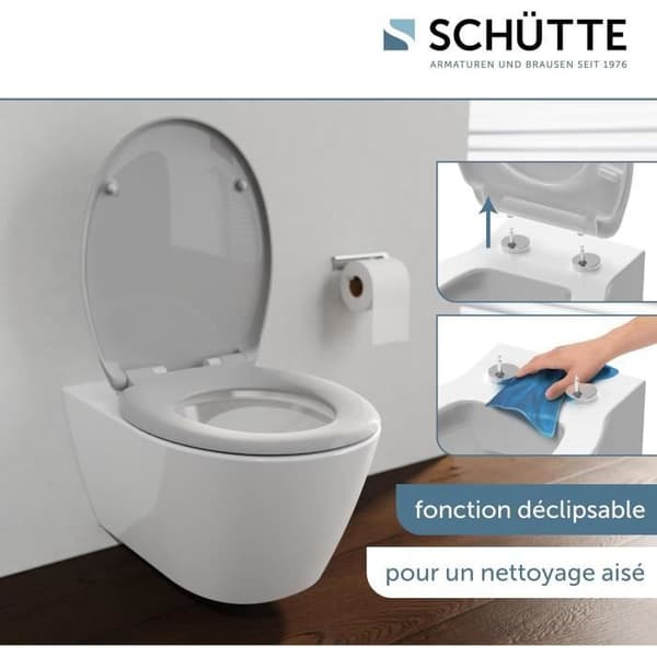 WC-sitsdyna - SCHÜTTE - 82602-A - Automatisk nedfällning - Duroplast - Grå