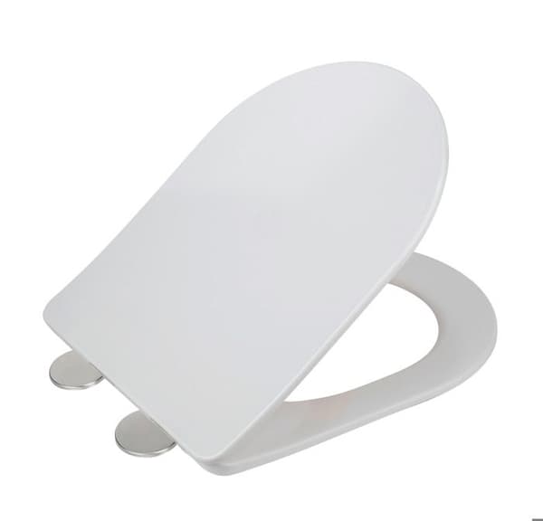 WENKO Toalettsits ultra tunn GALATI | Anti-bakteriell duroplast | Mjuk stängning | Avtagbar, lätt montering | Vit | 36x46 cm