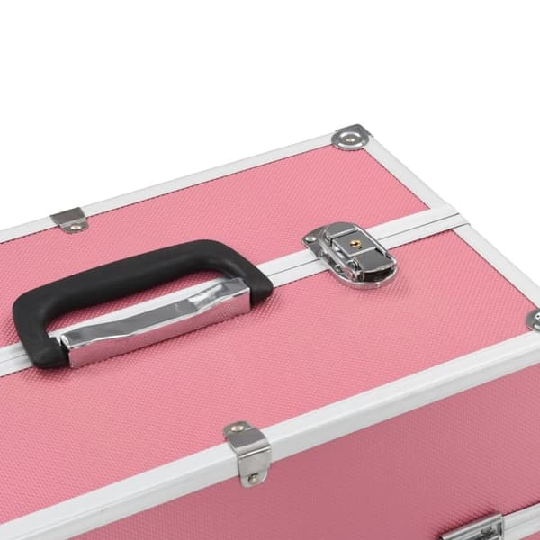 vidaXL Sminkeveske 38x23x34 cm rosa aluminium