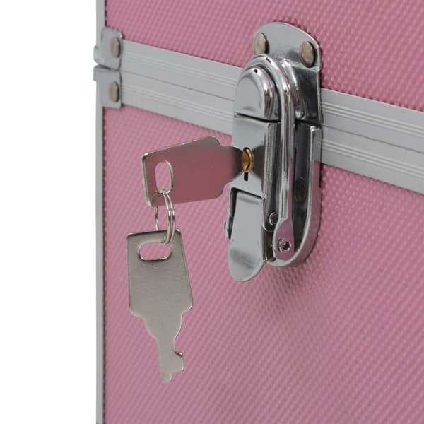 vidaXL Sminkeveske 37x24x35 cm rosa aluminium