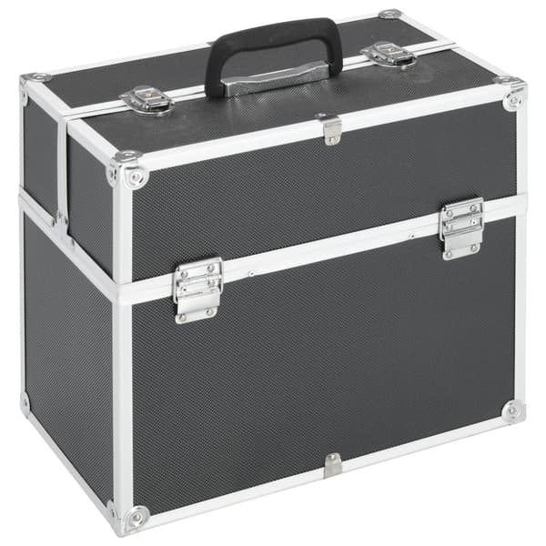 vidaXL Sminkeveske 38x23x34 cm svart aluminium