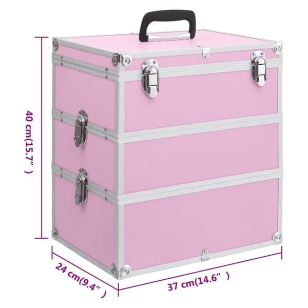 vidaXL Meikkikotelo 37x24x40 cm pinkki alumiini
