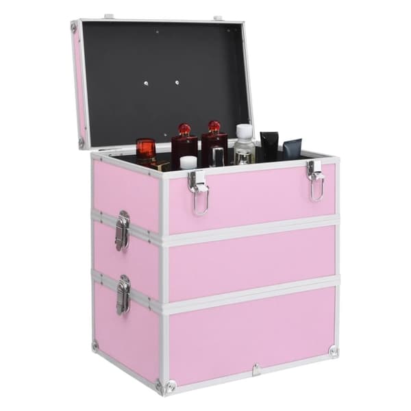 vidaXL Meikkikotelo 37x24x40 cm pinkki alumiini