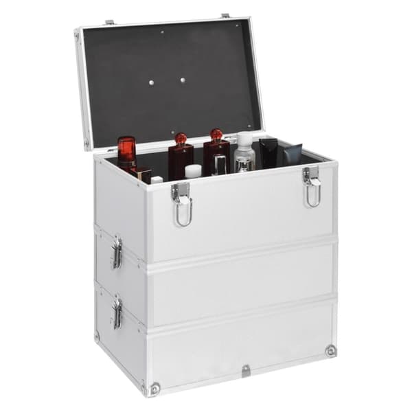 vidaXL Sminkeveske 37x24x40 cm sølv aluminium