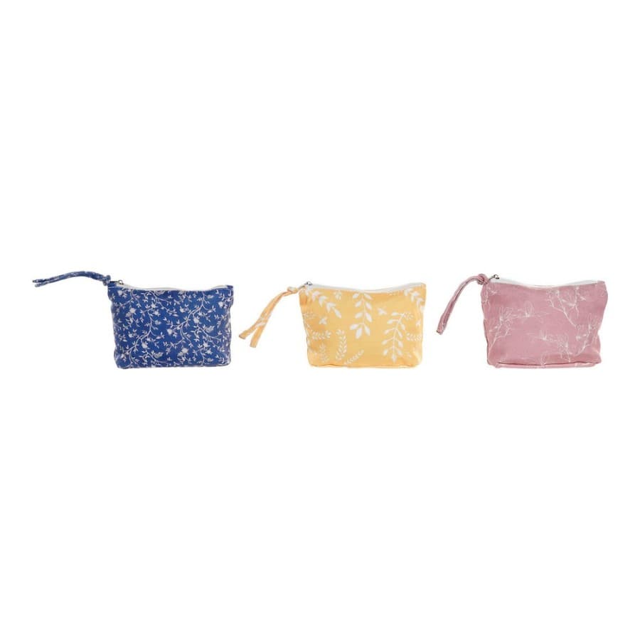 Necessär DKD Home Decor Gul Rosa Bomull Marinblå Boho (3 pcs) (17 x 6 x 13 cm)