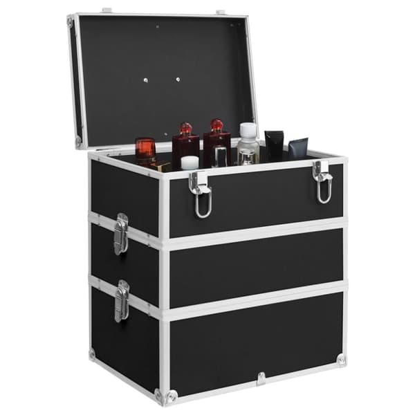 vidaXL Sminkeveske 37x24x40 cm svart aluminium