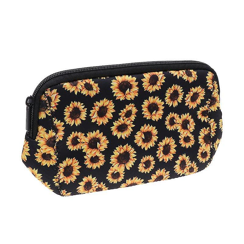 Large Capacity Sunflower Makeup Bags Creative Waterproof Flower Printing Washing Bag Travel Storage Pouch Handbag