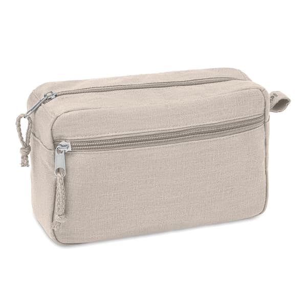 Beige necessär av hampatyg