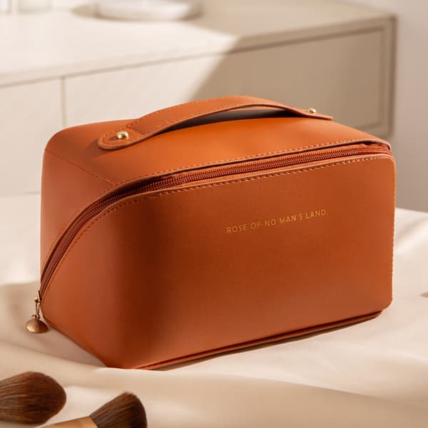 INF Sminkväska / Rymlig Necessär - Väska för Smink - Makeup Bag Brun